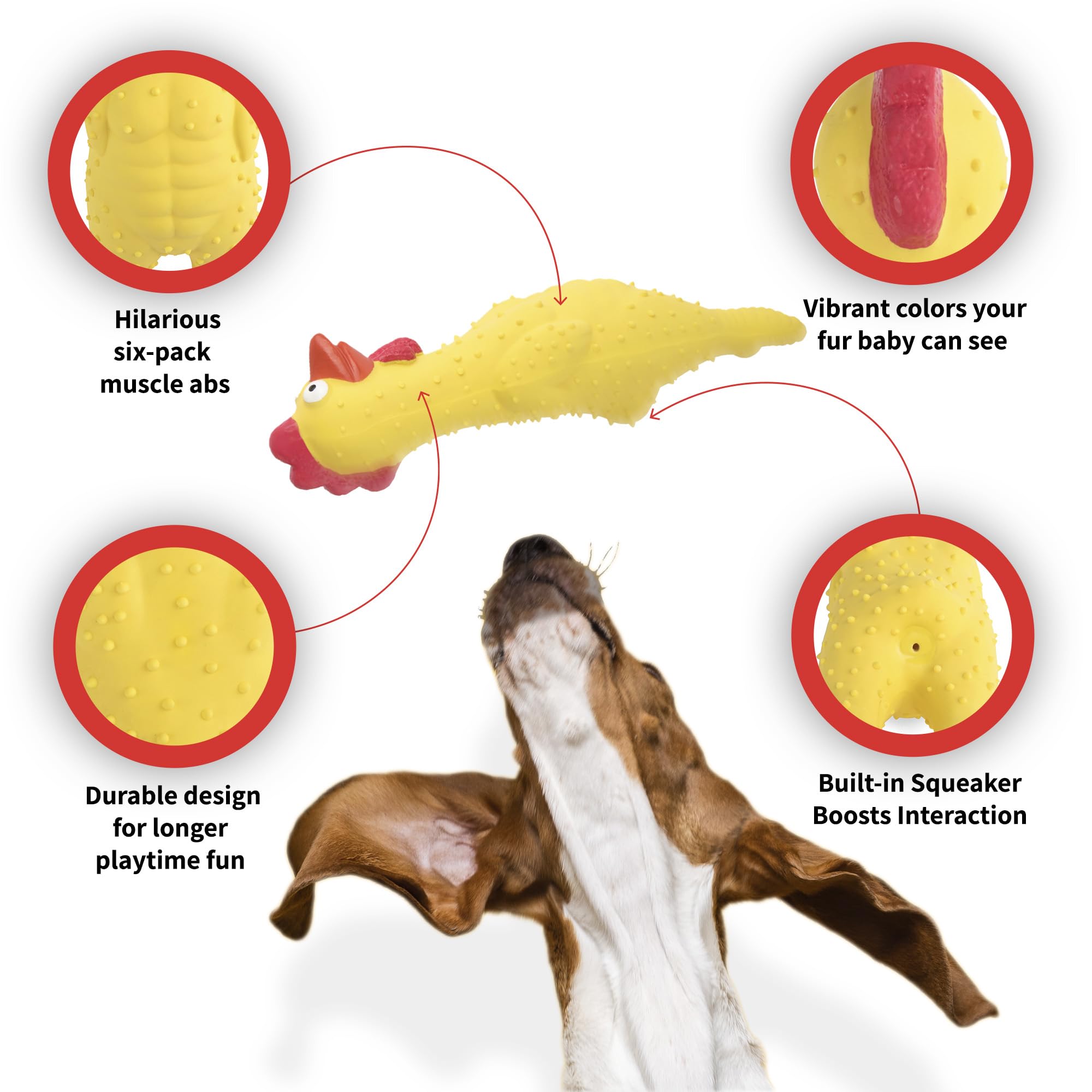 Baba Buddies 100% Natural Latex Squeaky Dog | Durable Rubber Chicken Chew Toy for Small & Large Dogs | Funny Screaming Chicken |